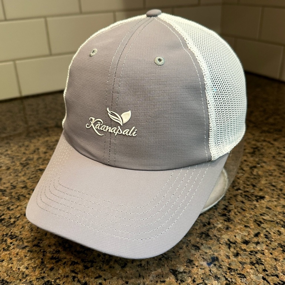 Kaanapali Resort Hawaii Imperial Trucker Hat Snapback Light Grey White - Picture 2 of 11